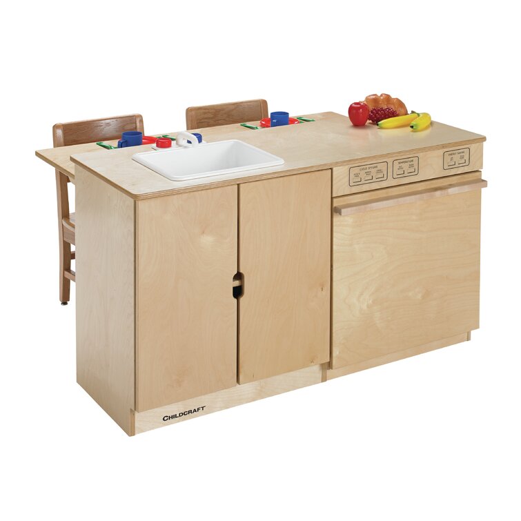 Play kitchen with store dishwasher